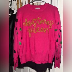 Queen of Sparkles Pink Christmas Queen Sweater